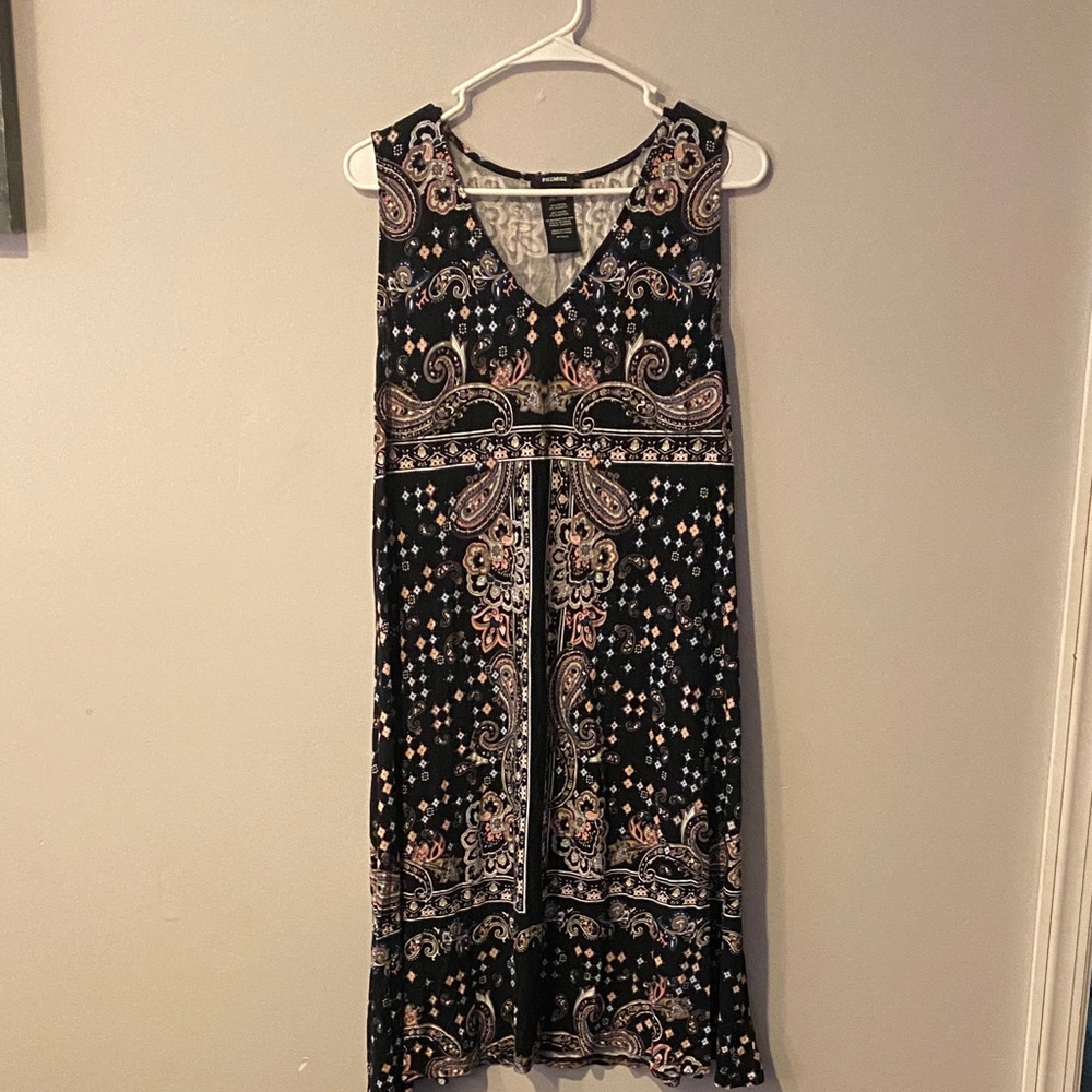 Premise Black and Pink Paisley Midi Dress